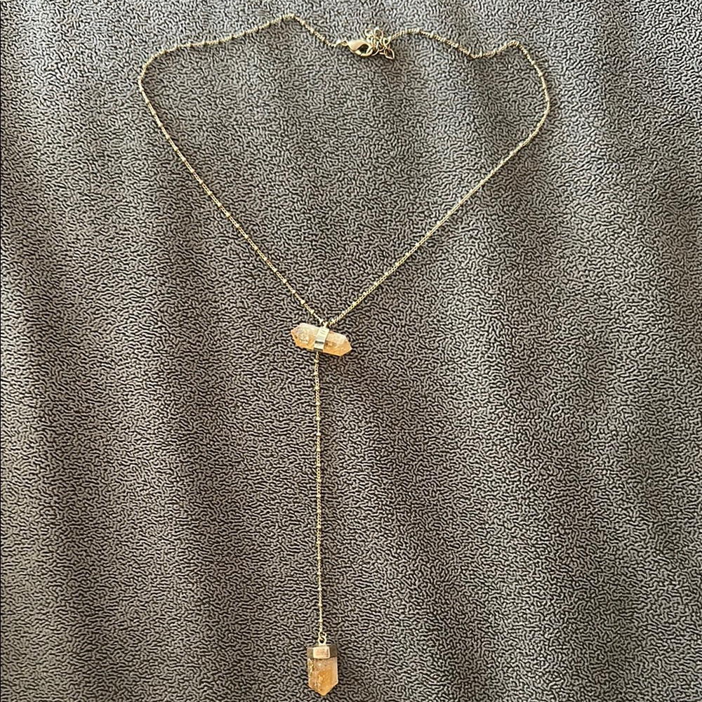 Elegant Gold Crystal Pendant Necklace